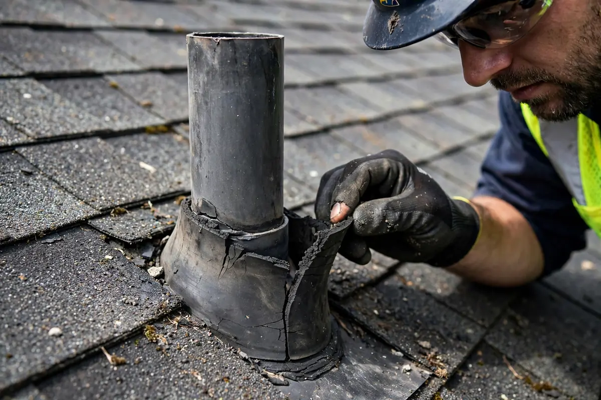 Pipe boot repair on an asphalt shingle roof